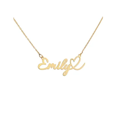 Custom Love Heart Name Necklace Personalized Letter Gold Pendant Stainless Steel Jewelry