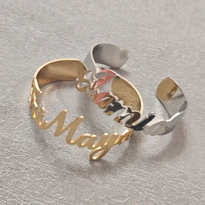 Custom Name Letter Big Bracelet Personalized Opening Adjustable Bangles