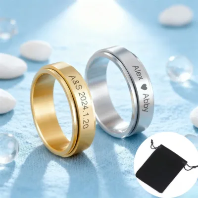 Customized Sculptible Name Date Couple Ring