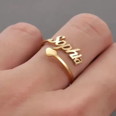 Customized Name Love Heart Couple Ring Women Ring