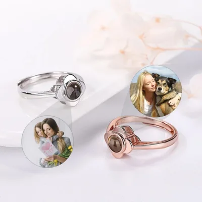 Ring Custom Adjustable Photo Projection Ring 925 Silver