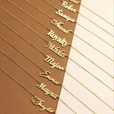 Stainless Steel Necklace for Women Custom Name Pendant Choker Personalized Jewelry Valentine's Day Gifts Link Chain Nameplate