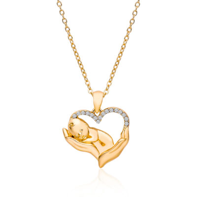 Hanreshe Obstetric Newborn Baby Necklace Inlaid Crystal Shiny Accounting Gold Color Heart Mother Love Pendant Necklace Jewelry