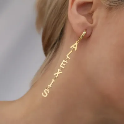 Personalized Custom Name Letter Earring for Women Stainless Steel Customized Hang Letter Earring Christmas Birthday Jewelry Gift