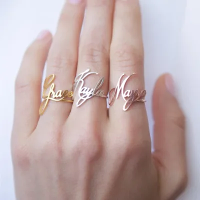 Stackable Personalized Name Rings Wedding Jewelry Stainless Steel Custom Couple Nameplate Finger Rings Women Bridesmaid Gifts