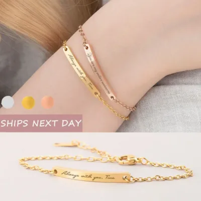 Gold Skinny Bracelet Custom Coordinate Bracelet Curved Skinny Bar Engraved Bracelet Bar Bracelet Anniversary Gift for Girlfriend