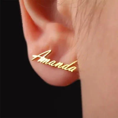 Custom Letter Name Earrings for Women Personalized Stainless Steel Jewelry Fashion Gold Earrings Unique Gift for Her Wholesale