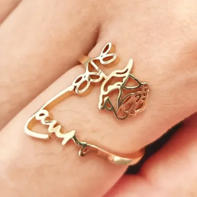 Custom Hollow Rose Name Ring for Women Luxury Stainless Steel Couple Ring Birthday Gift Female Jewelry Wedding Rings Wholesale