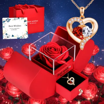 High-End Necklace Set with Red Rose Gift Box Perfect for Gifting to Mothers, Wives, Close Friends, Or Partners,Valentine'S Day