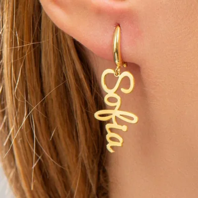 Custom English Earrings Made of Stainless Steel for Mother's Day Gift for Mom or Girlfriend