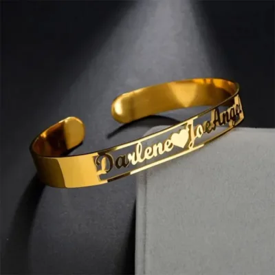 Custom 2 Name Love Bracelets Personalized Stainless Steel Bangles Couple Charm Bracelets Women Jewelry Birthday Gifts Wholesale