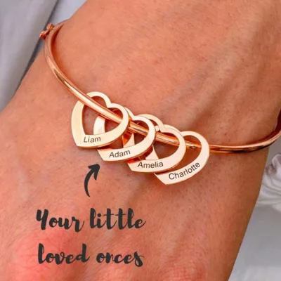 Custom Name Love Bangle Personalised Engraved Family Name Pendant Luxury Creative Adjustable Bracelet Women's Jewelry Gifts